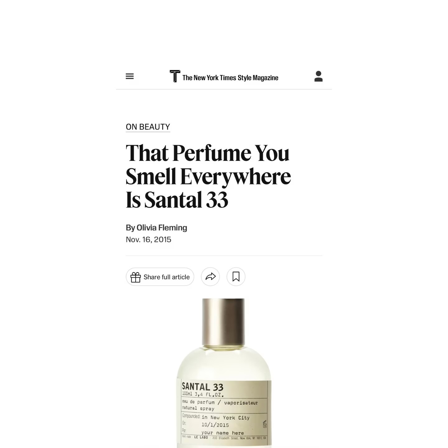 Santal33 le labo